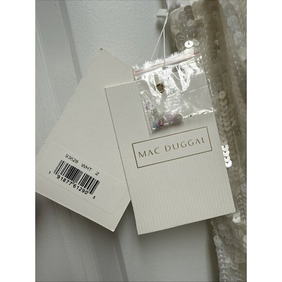 Mac Duggal Size 2 White 3D Floral 93628 Sequin Embellished Mini Cocktail Dress - Picture 11 of 13